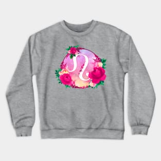 Leo Zodiac Horoscope Pink Floral Monogram Crewneck Sweatshirt